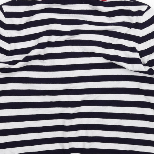 BASSINI Womens White Striped  Cardigan Jumper Size S