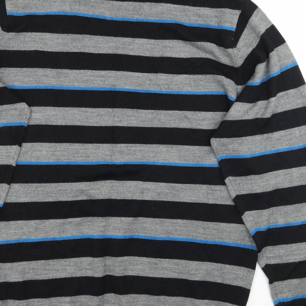 F&F Mens Black Striped  Pullover Jumper Size M