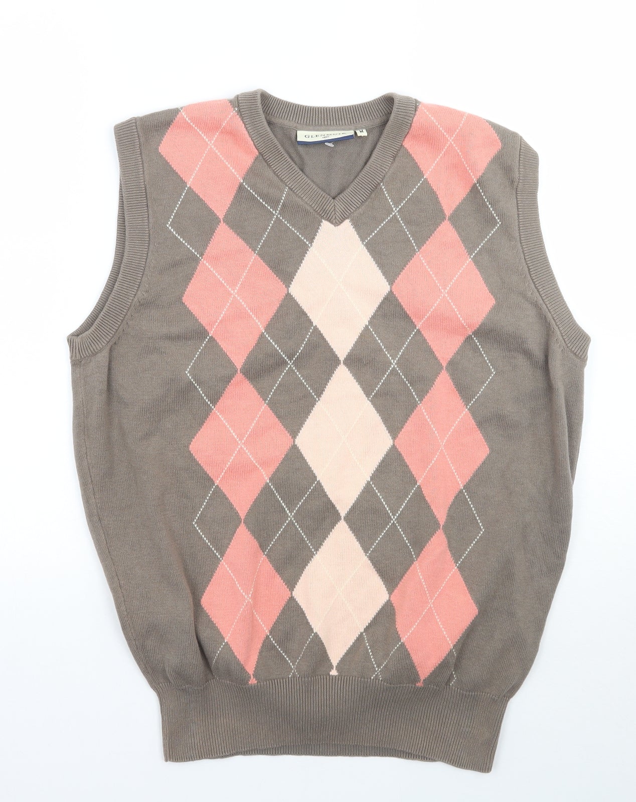 Glen muir Mens Brown Check  Vest Jumper Size M