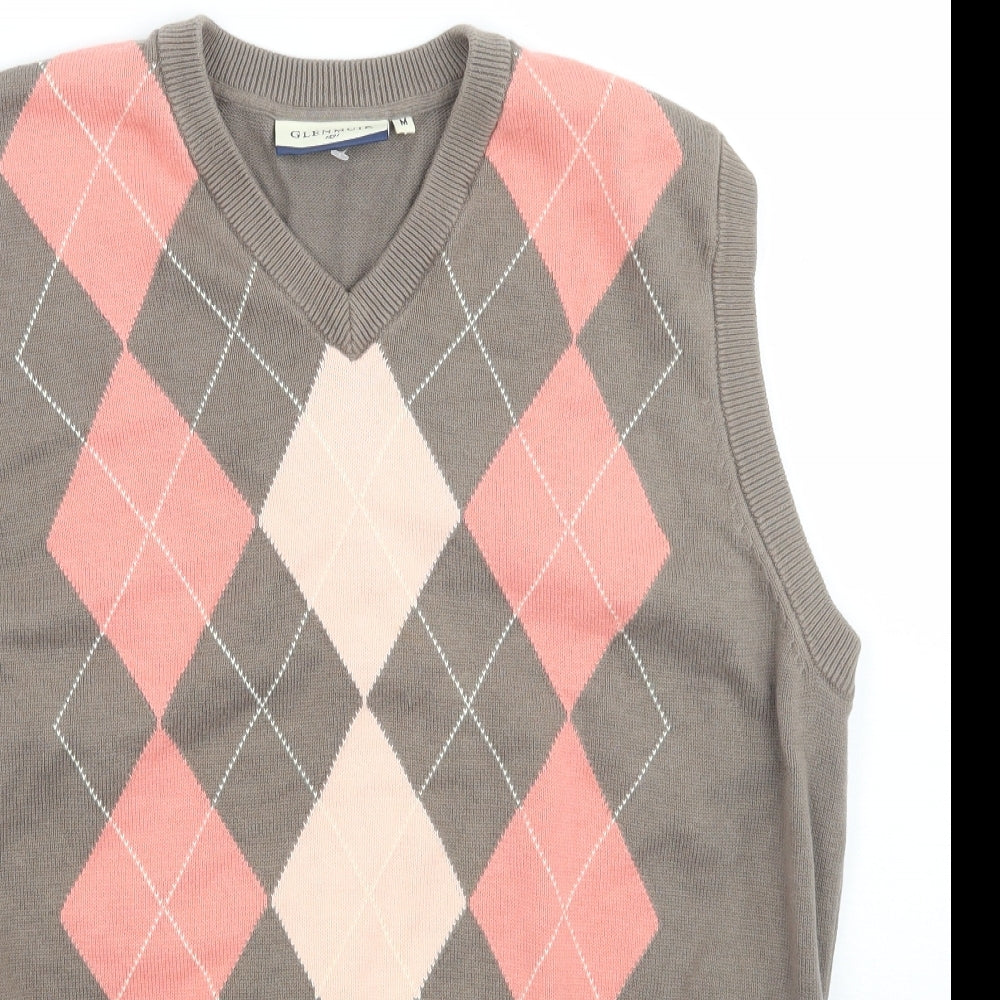Glen muir Mens Brown Check  Vest Jumper Size M