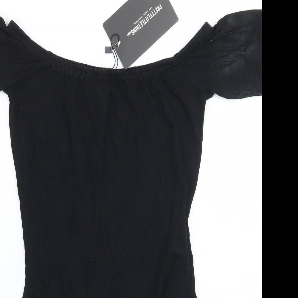 PRETTYLITTLETHING Womens Black   Bodysuit One-Piece Size 6