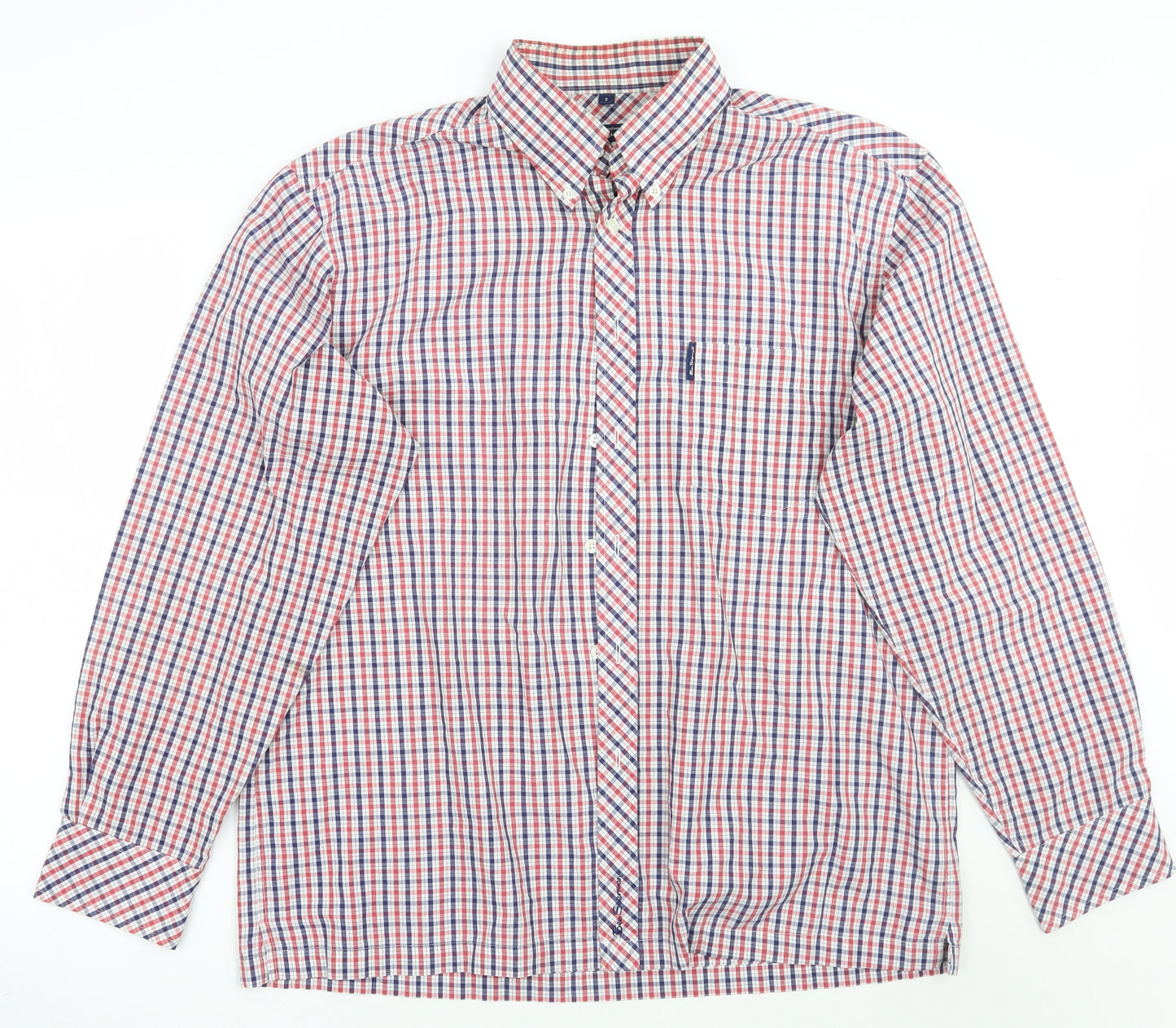 Ben Sherman Mens White Check   Button-Up Size L