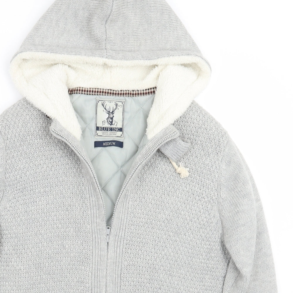 Blue Inc Mens Grey  Rayon Jacket Coat Size M