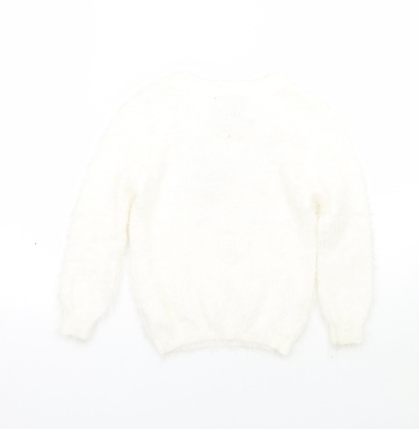 Primark Girls White   Pullover Jumper Size 5-6 Years