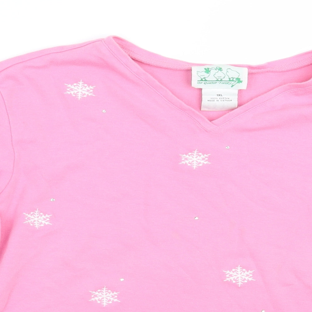 The quaker factory Womens Pink Geometric  Basic T-Shirt Size XL