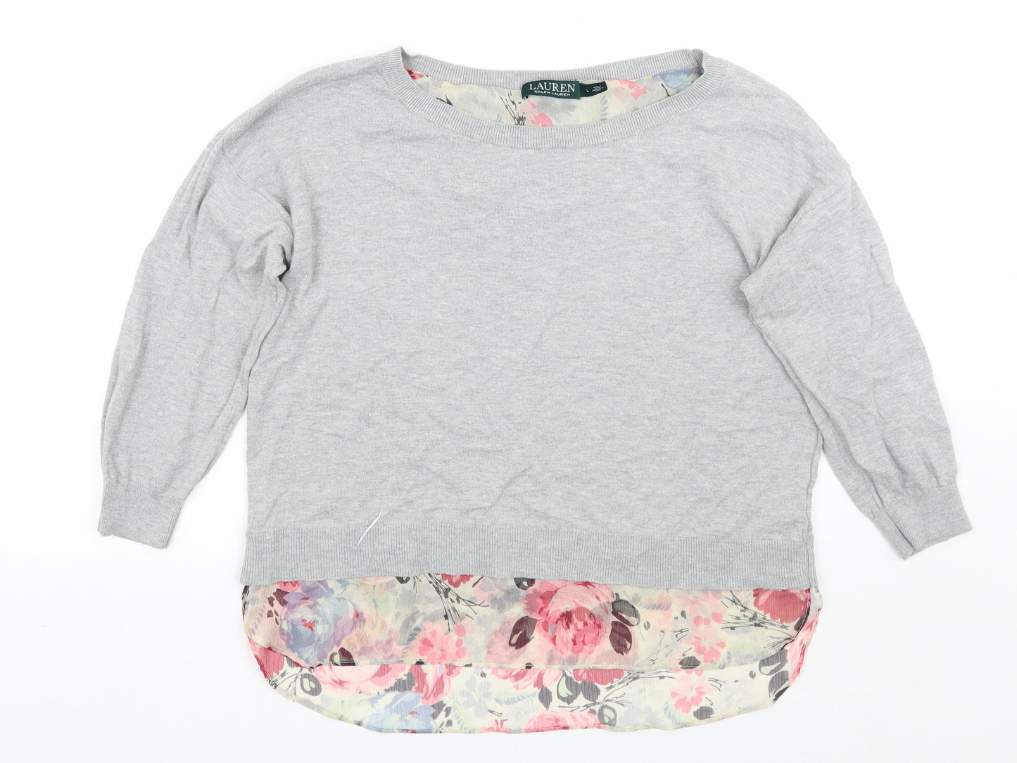 Ralph lauren  Womens Grey Floral  Pullover Jumper Size L