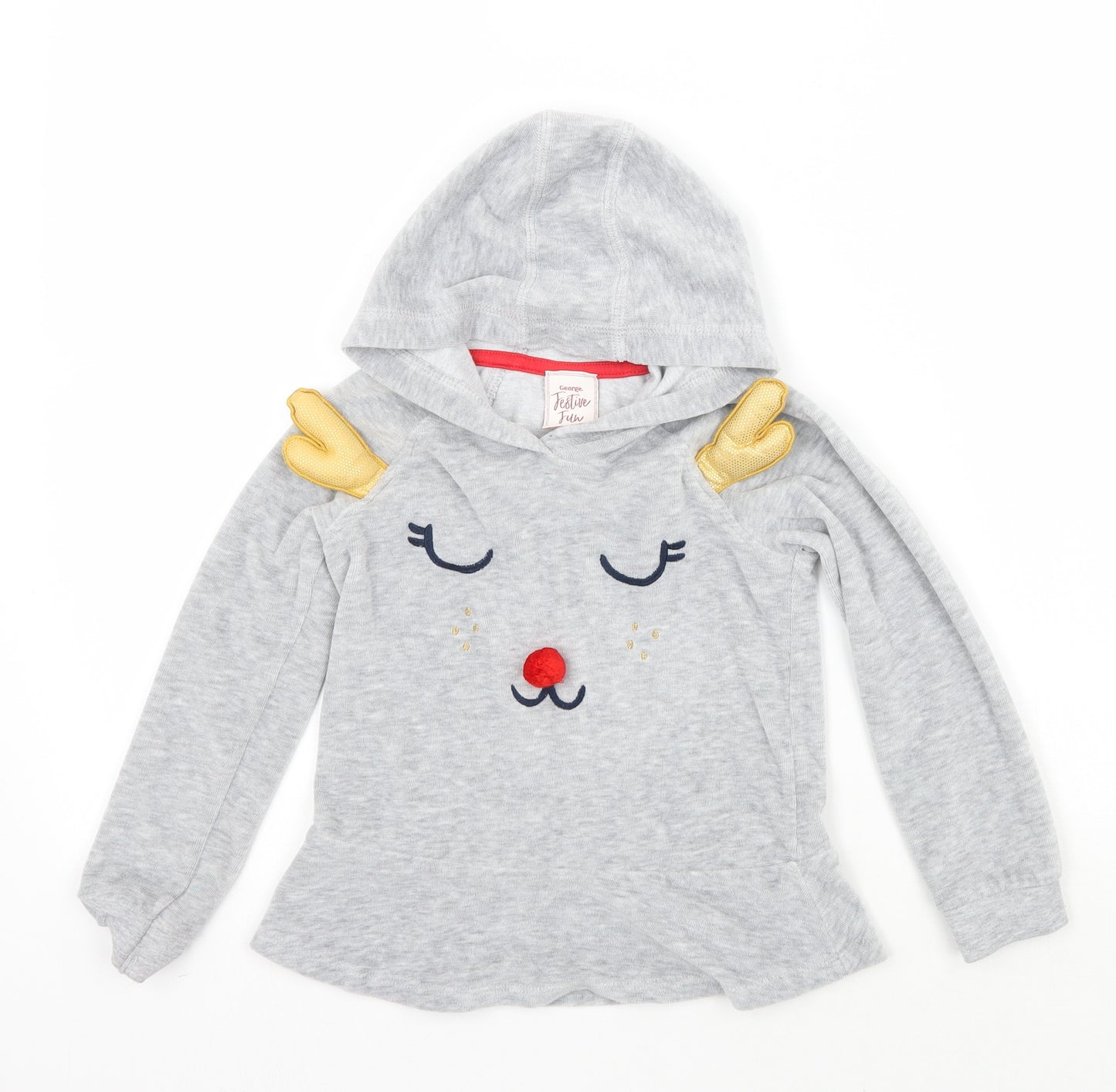 George Girls Grey   Pullover Hoodie Size 5-6 Years