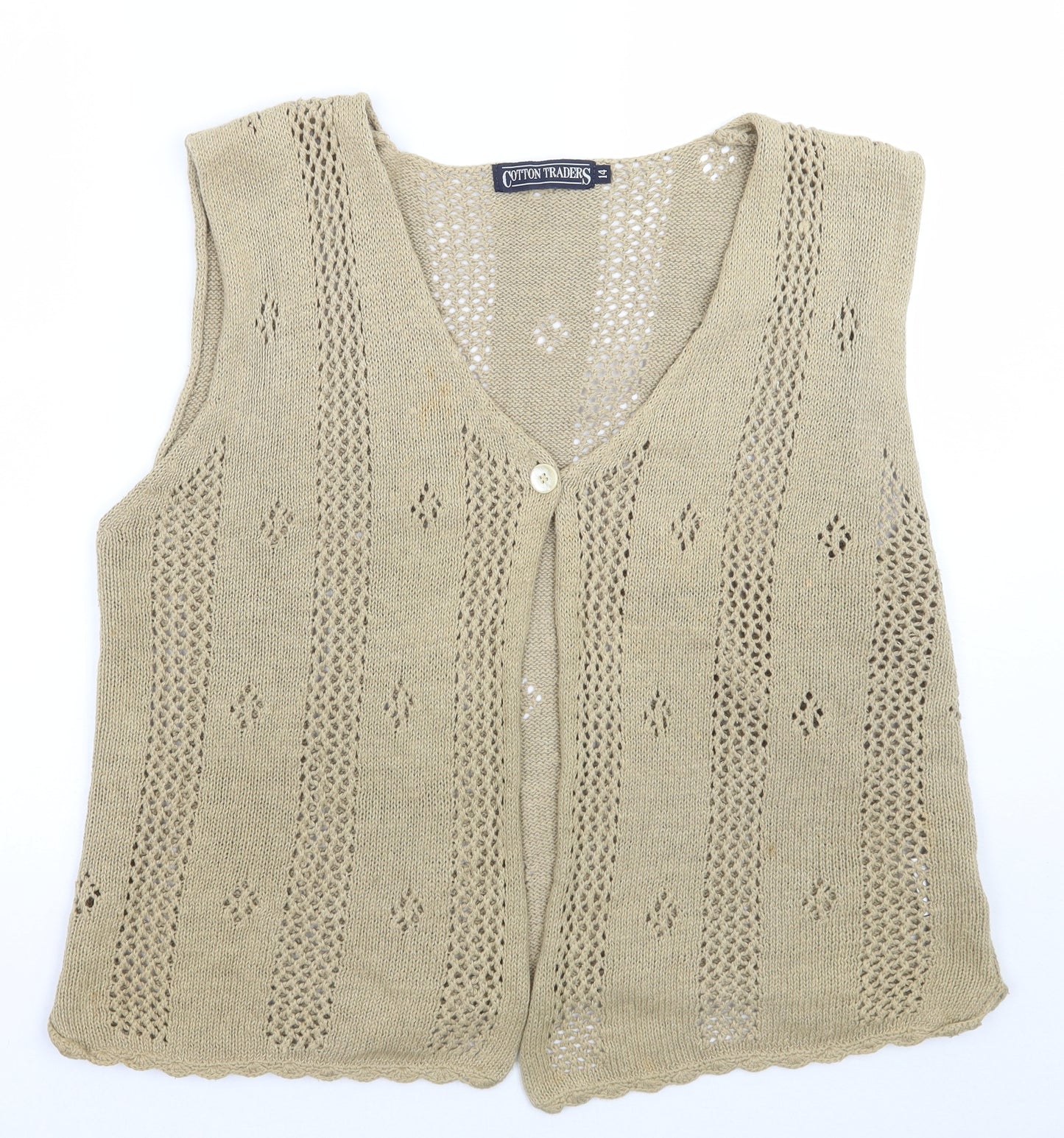 Cotton Traders Womens Beige   Cardigan Jumper Size 14