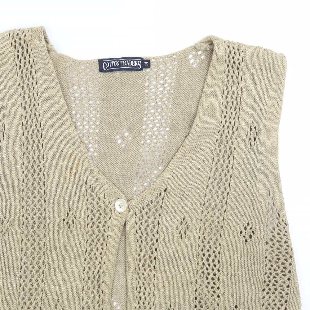 Cotton Traders Womens Beige   Cardigan Jumper Size 14