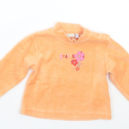 Yatsi Girls Orange Floral  Pullover Jumper Size 12-18 Months