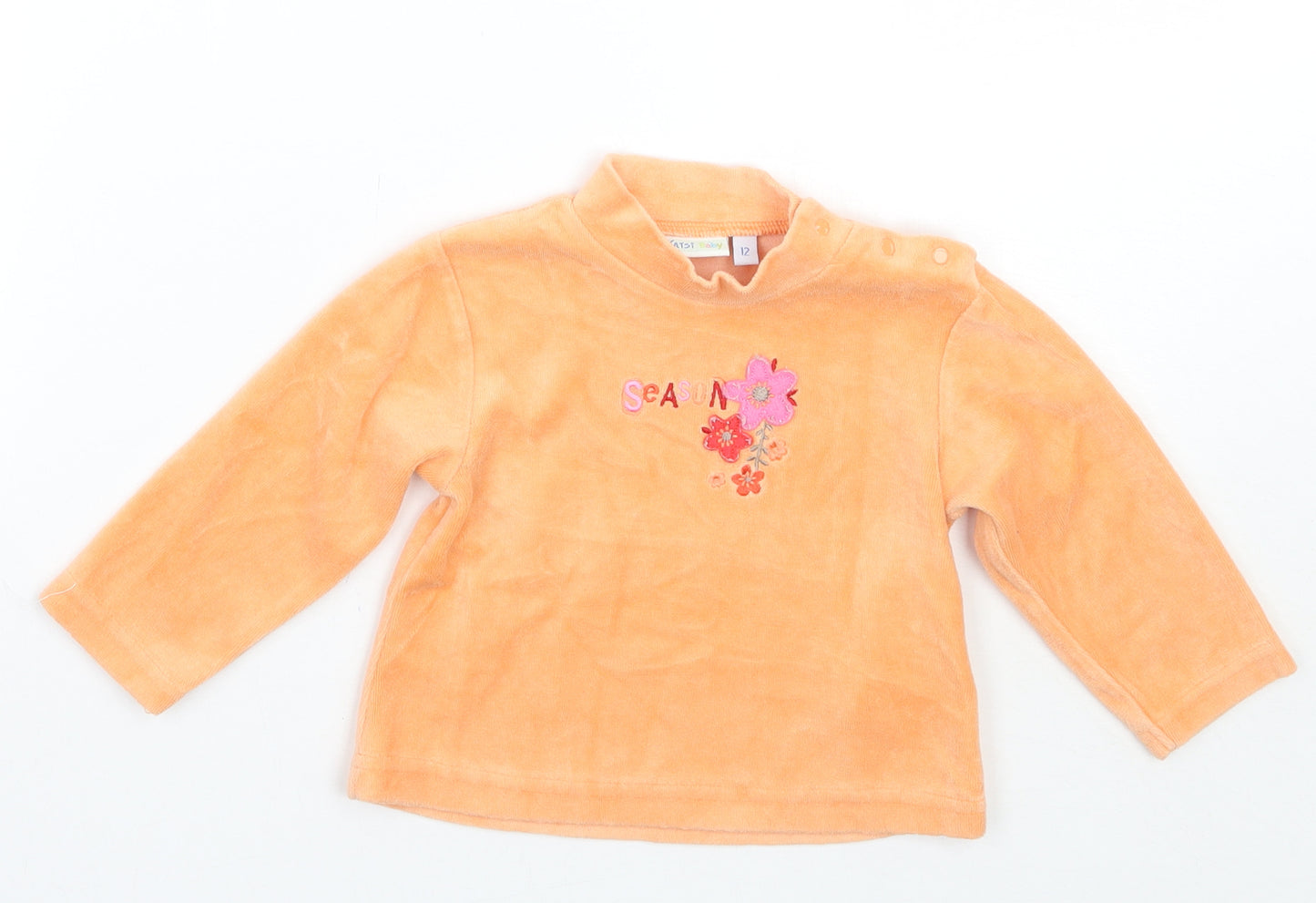 Yatsi Girls Orange Floral  Pullover Jumper Size 12-18 Months