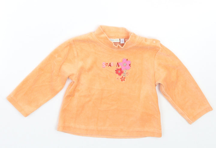 Yatsi Girls Orange Floral  Pullover Jumper Size 12-18 Months