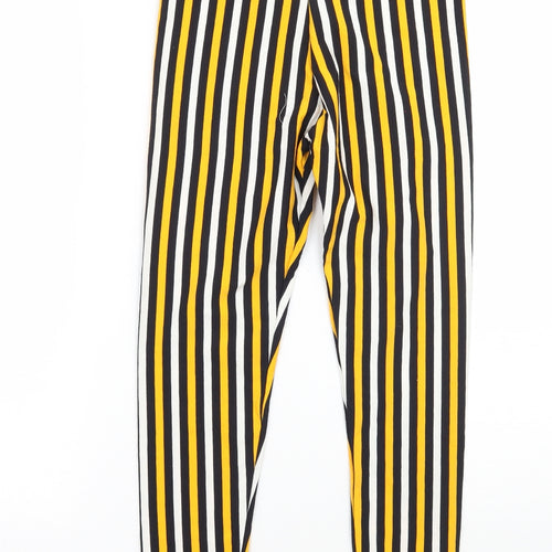 Debut Womens Yellow Striped  Capri Leggings