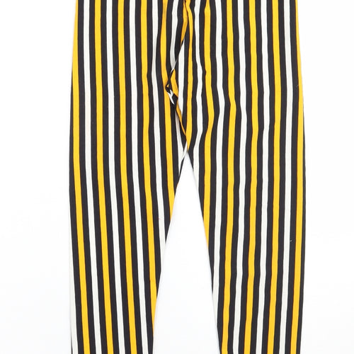Debut Womens Yellow Striped  Capri Leggings
