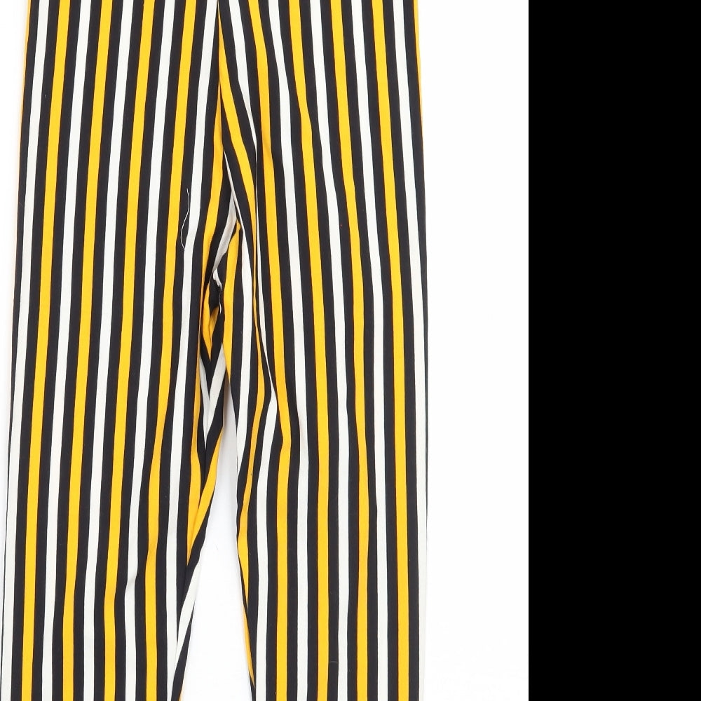 Debut Womens Yellow Striped  Capri Leggings