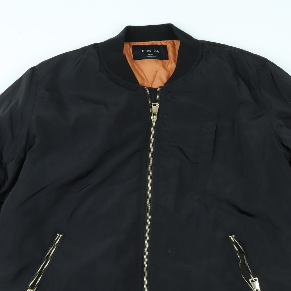 Active USA Mens Black   Bomber Jacket Jacket Size S