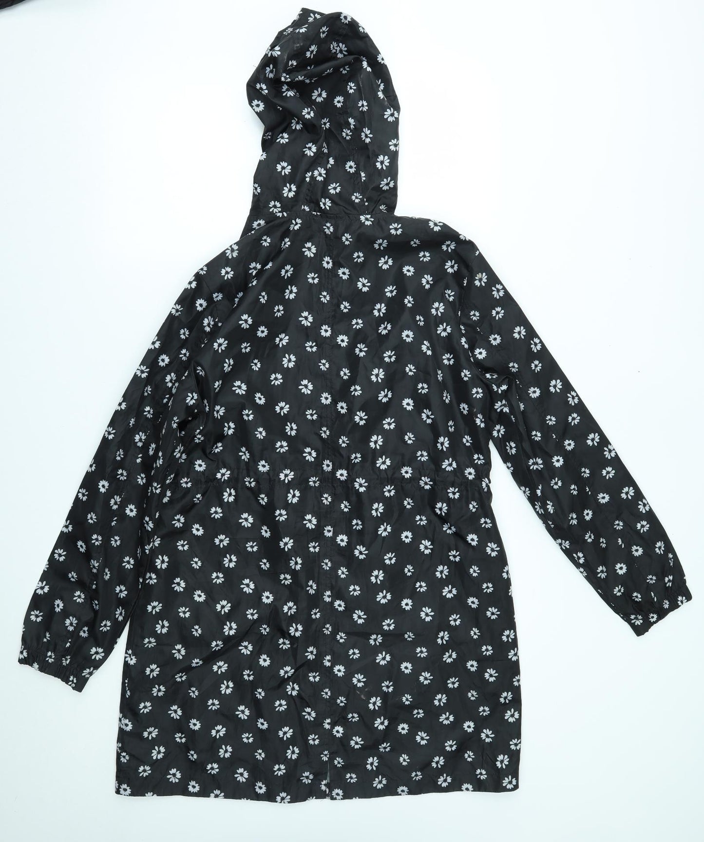 George Womens Black Floral  Windbreaker Jacket Size 12