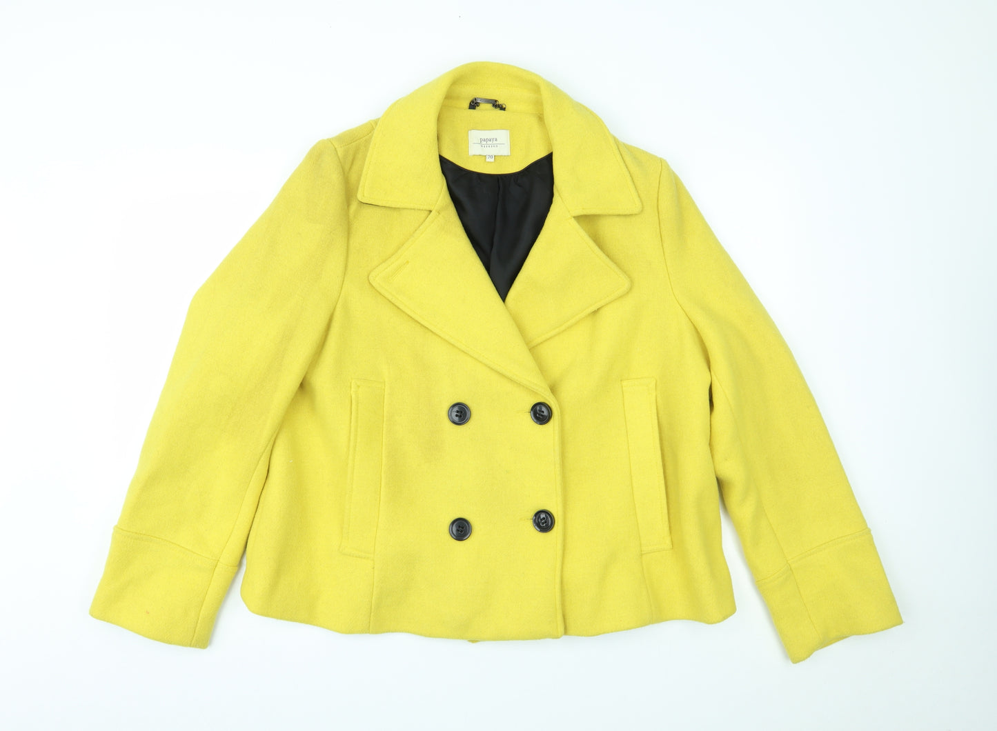 Papaya Womens Yellow   Overcoat Coat Size 20