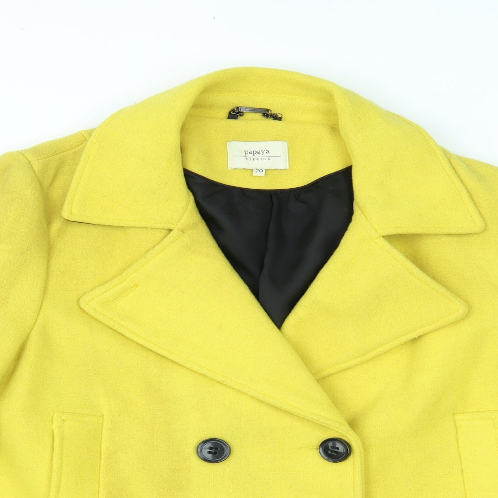 Papaya Womens Yellow   Overcoat Coat Size 20