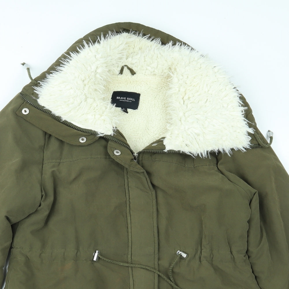 Brave Soul Womens Green   Parka Coat Size 14