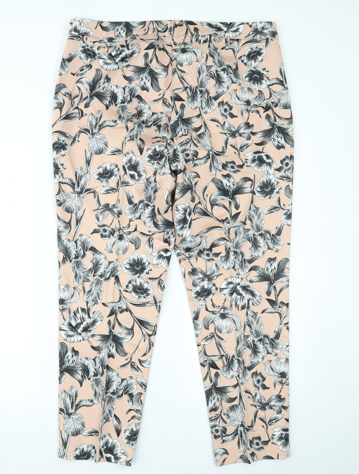 F&F Womens Pink Floral  Trousers  Size 18 L26 in