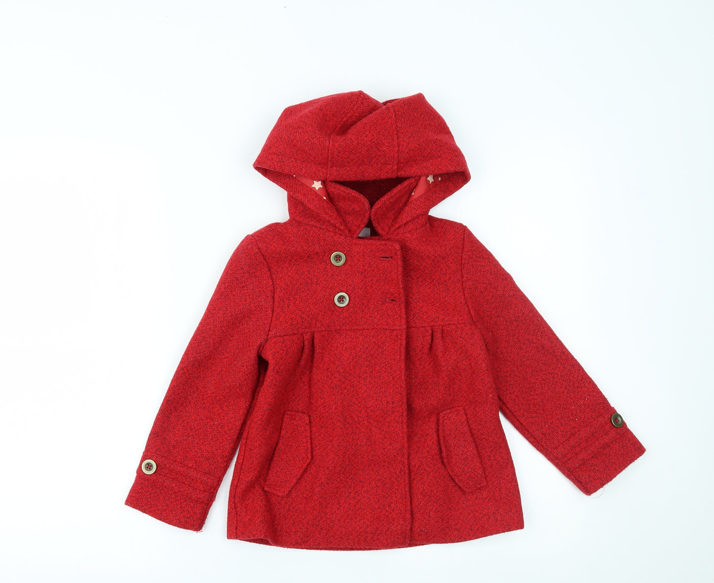 TU Girls Red   Overcoat Coat Size 3-4 Years