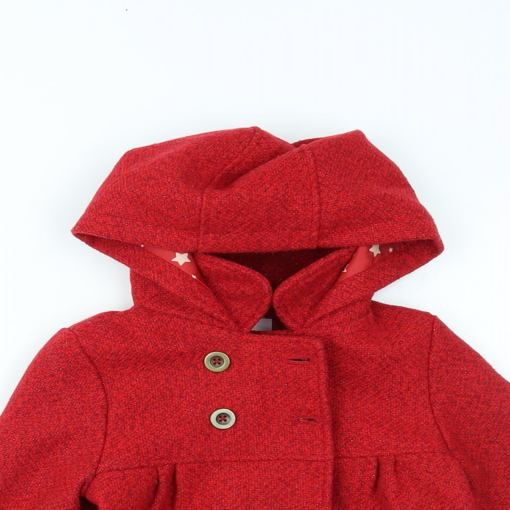 TU Girls Red   Overcoat Coat Size 3-4 Years