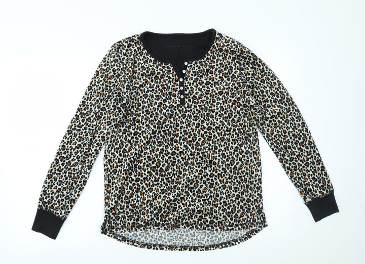 Carole Hochman Womens Brown Animal Print  Basic Blouse Size S