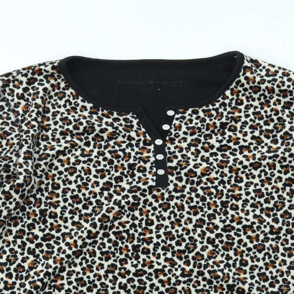 Carole Hochman Womens Brown Animal Print  Basic Blouse Size S
