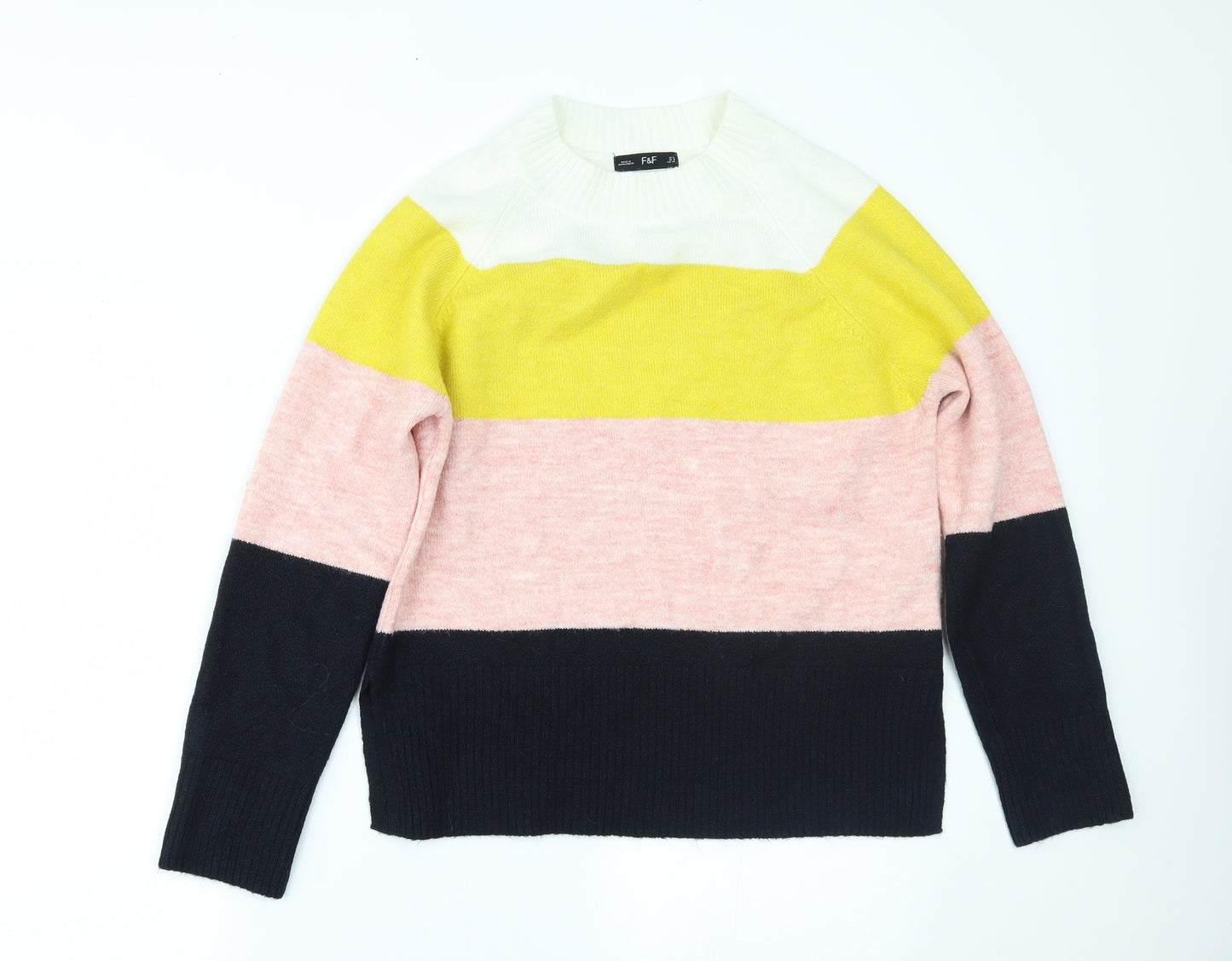 F&F Womens Multicoloured Striped  Pullover Jumper Size 12