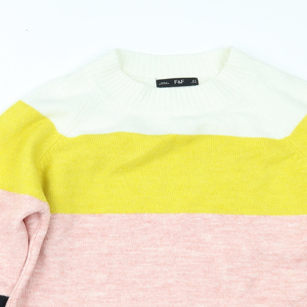 F&F Womens Multicoloured Striped  Pullover Jumper Size 12
