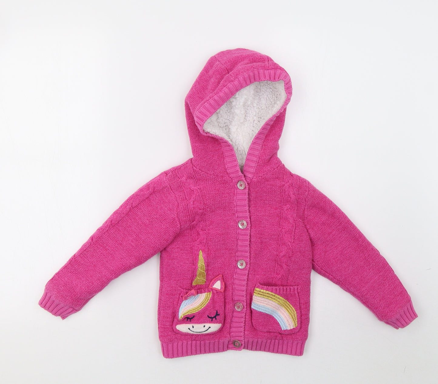 Nutmeg Girls Pink  Knit Cardigan Jumper Size 3-4 Years
