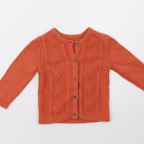 numeg Girls Orange  Knit Cardigan Jumper Size 3-6 Months
