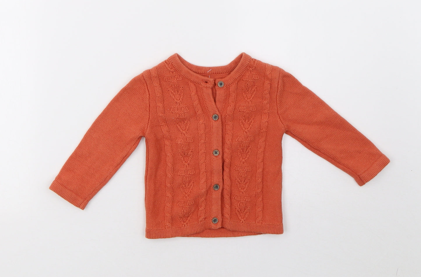 numeg Girls Orange  Knit Cardigan Jumper Size 3-6 Months