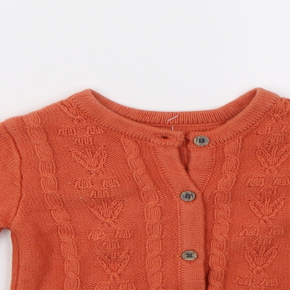 numeg Girls Orange  Knit Cardigan Jumper Size 3-6 Months
