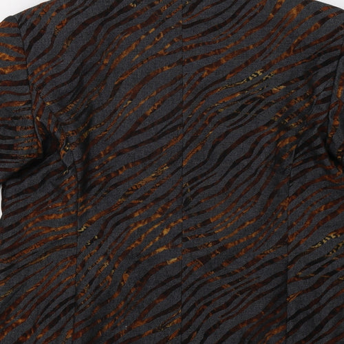 Your Sixth Sense Womens Grey Animal Print  Jacket Blazer Size 16