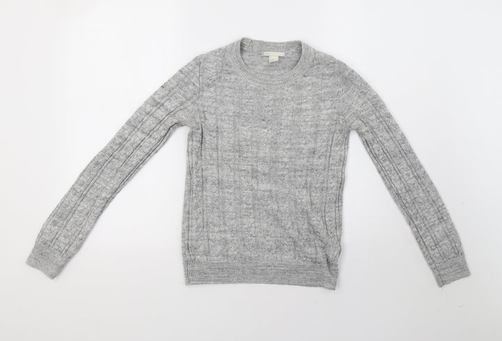 H&M Womens Grey  Knit Pullover Sweatshirt Size XS