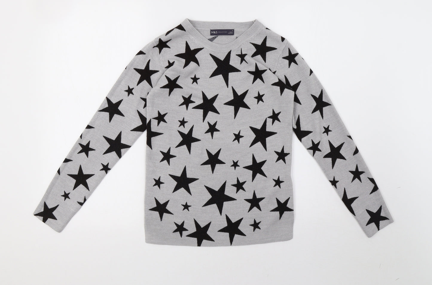 Marks and Spencer Womens Grey Polka Dot Knit Pullover Sweatshirt Size 6