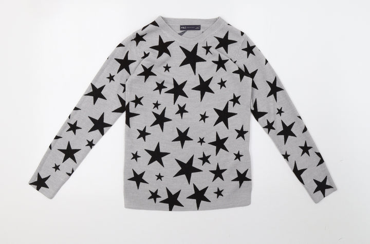 Marks and Spencer Womens Grey Polka Dot Knit Pullover Sweatshirt Size 6