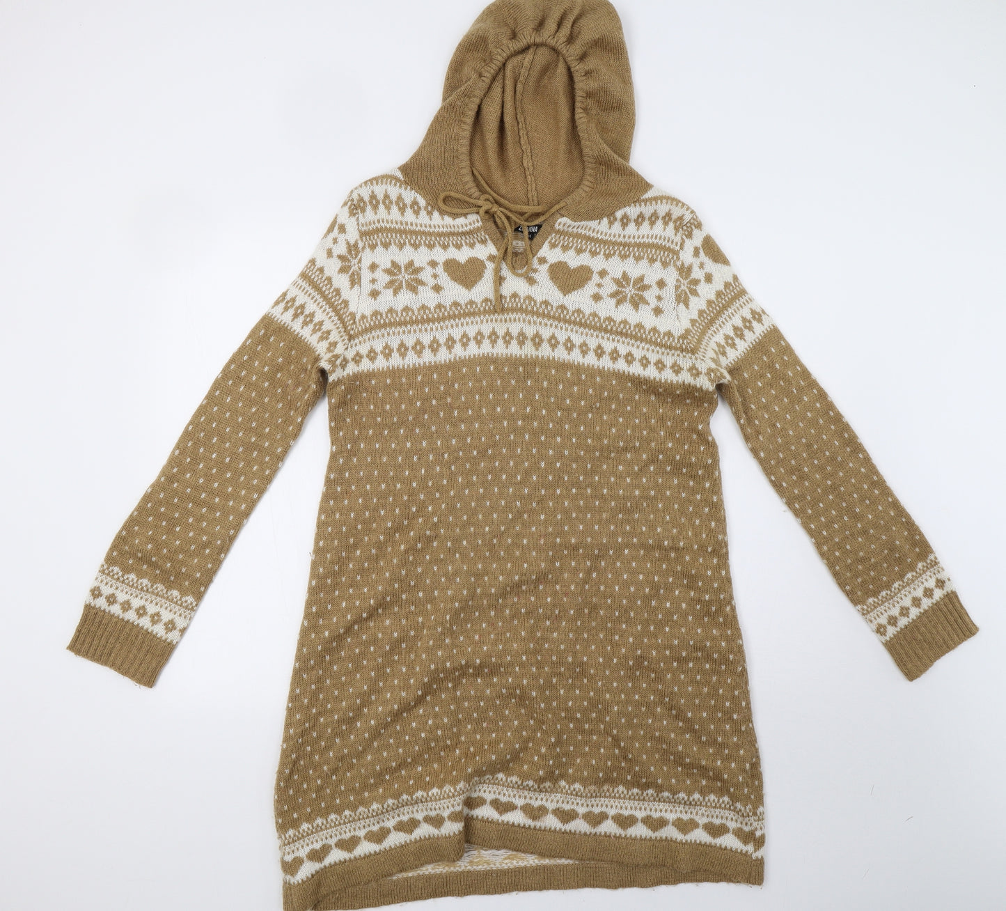 savanna Womens Brown Geometric Knit A-Line  Size M