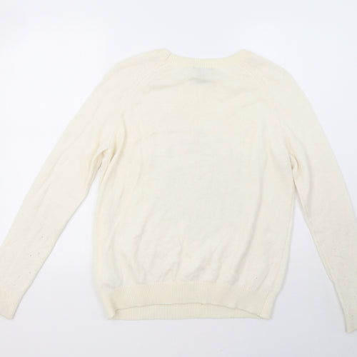 H&M Womens White   Pullover Sweatshirt Size M