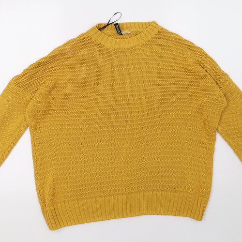H&M Womens Yellow  Knit Pullover Sweatshirt Size M