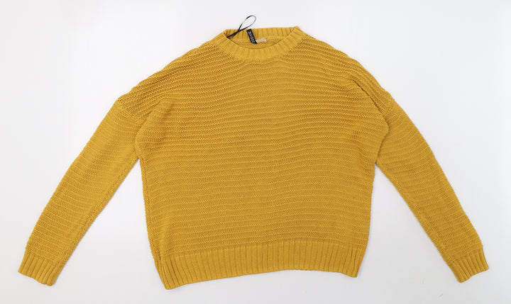 H&M Womens Yellow Knit Pullover Sweatshirt Size M