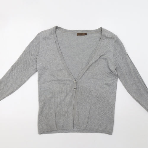 Cortefiel Womens Grey  Knit Cardigan Jumper Size L