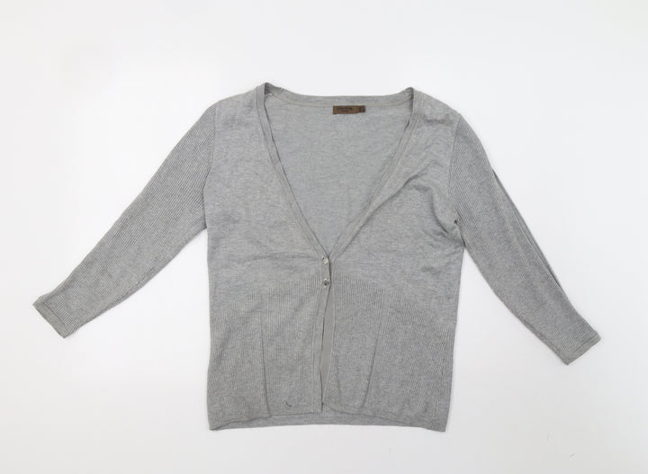 Cortefiel Womens Grey  Knit Cardigan Jumper Size L
