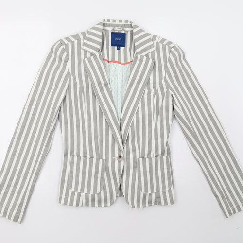 NEXT Womens Grey Striped  Jacket Blazer Size 8