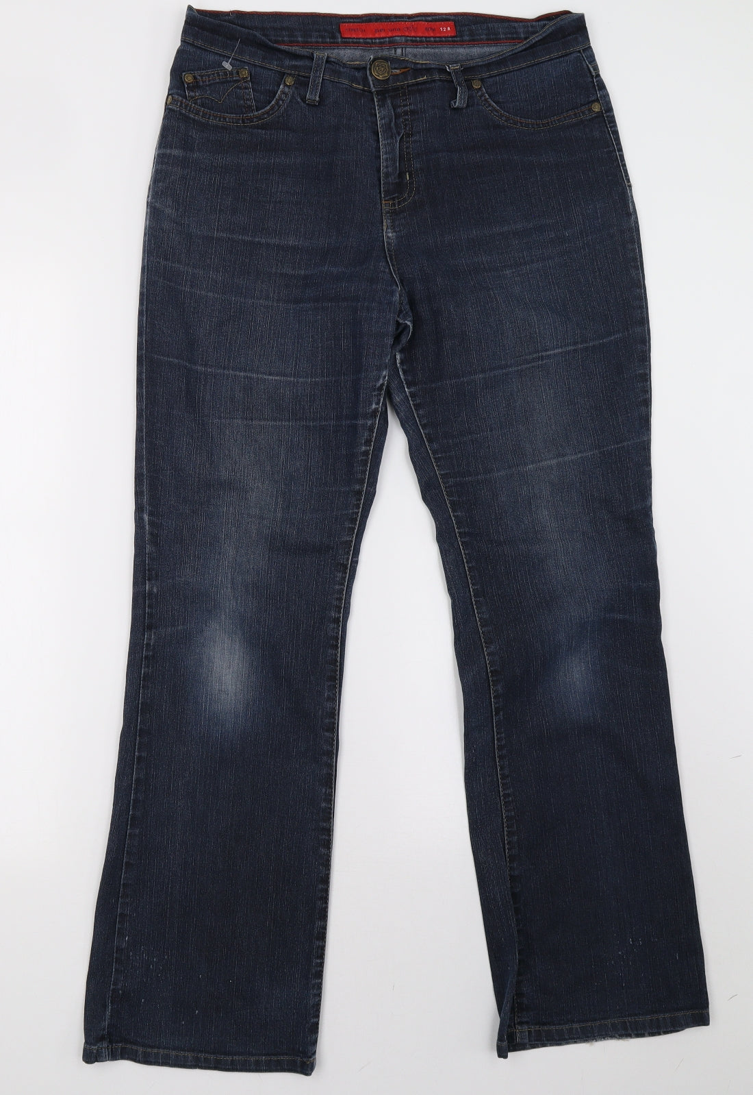 Marks and Spencer Womens Blue  Denim Wide-Leg Jeans Size 12 L32 in