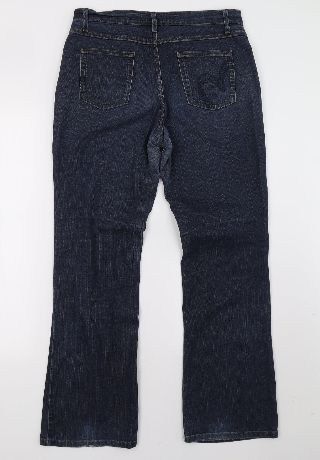 Marks and Spencer Womens Blue  Denim Wide-Leg Jeans Size 12 L32 in