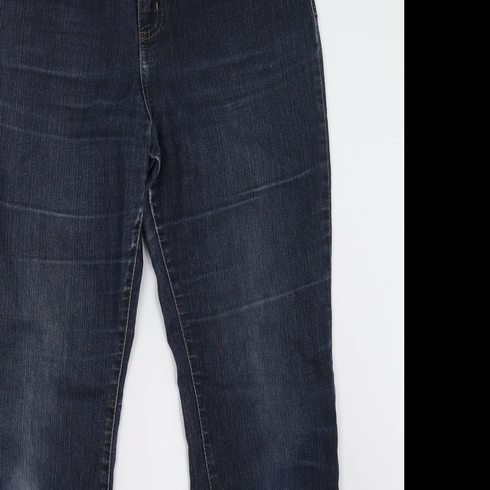 Marks and Spencer Womens Blue  Denim Wide-Leg Jeans Size 12 L32 in
