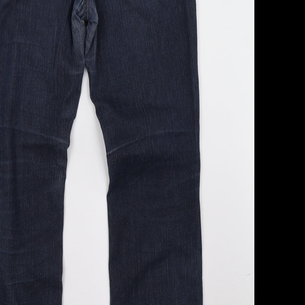 Marks and Spencer Womens Blue  Denim Wide-Leg Jeans Size 12 L32 in